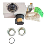 BEI Sensors H25CF-F1-SS-125-AB-9V/OC-SC-EX-S optical rotary encoder 01063-008 with heavy duty mounting block, installation nuts, and surplus inventory tag.