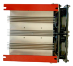 Bottom aluminum heatsink fins and mounting base of the Bentec Minisemi 380 power module.