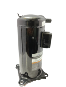 Copeland ZP91KCE-TFD-950 Scroll Compressor Unit Copeland ZP91KCE-TFD-950 460V 3-Phase scroll compressor full body view with terminal box and mounting feet