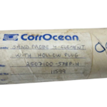 Product identification label on a protective shipping tube for a CorrOcean 4-element sand probe with hollow plug, detailing part number 2507100-578P-H and serial number 11599.