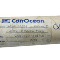 Product identification label on a protective shipping tube for a CorrOcean 4-element sand probe with hollow plug, detailing part number 2507100-578P-H and serial number 11599.