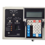 GE DS38200SRB1C1B EGR Module front control panel featuring digital LCD keypad operator interface, engine mode switch, ammeter, and voltmeter selectors