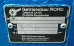 Getriebebau NORD nameplate for gear motor type SK20-100L/4 showing gear ratio i=2.66 and output speed n2=648 min-1.