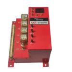 Side profile view of Det-Tronics AOi Supervised Ultraviolet Fire Detection System controller housing showing push buttons and status indicator LEDs.
