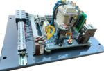 Angled view of EMRI ASR150 static exciter showing VCB01 V1.2 control board and terminal blocks