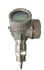 Endress+Hauser 71082677 Levelflex FMP57 guided wave radar level transmitter featuring a dual-chamber aluminum housing with integrated LCD interface window and heavy-duty 316L stainless steel process connection thread.