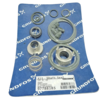 Genuine Grundfos 97788185 mechanical shaft seal kit DQQV for CRT 8 and CRT 16 centrifugal pumps showing full component layout on original blue backing.