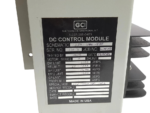 Manufacturer specifications label and schematic details on Gulf Coast International 7359-2400-424 DC Control Module