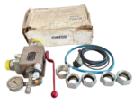 Complete Marioff HI-FOG SBA40-A3P-S38/30-10M kit including the high-pressure water mist section valve, connection hose, matching DIN 2353 coupling nuts, and original factory packaging box.