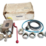 Complete Marioff HI-FOG SBA40-A3P-S38/30-10M kit including the high-pressure water mist section valve, connection hose, matching DIN 2353 coupling nuts, and original factory packaging box.