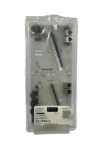 Honeywell CC-TFB412 New Surplus Packaged Module Honeywell CC-TFB412 Fieldbus 4 Link Redundant IOTA assembly sealed inside protective clear anti-static plastic packaging with a stock tracking barcode sticker.