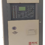 Front control panel faceplate of Leader Group JB-QB-LD128EN(M) Fire Alarm Control and Indicating Equipment Linkage Type with LCD display and keypad.