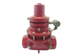 Kimray 212 SGT BP gas regulator front view showcasing pilot line tubing assembly and heavy bolts