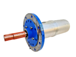 Drive shaft end with blue mounting flange of Leistritz L3ME-090/152 IFOGOO-W positive displacement pump cartridge.