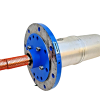 Drive shaft end with blue mounting flange of Leistritz L3ME-090/152 IFOGOO-W positive displacement pump cartridge.