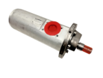Leistritz L3MF-60/96 IF0KT-0-S triple screw pump showing aluminum monoblock housing, red flange plug, and protective drive shaft sleeve.