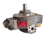 Moog D951-2007 hydraulic pump showing nameplate details and ports