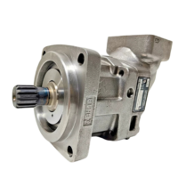 Parker F12-040 hydraulic motor angled perspective view featuring the drive shaft and pump housing