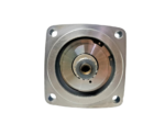 Parker F12-040 hydraulic motor front mounting face showing SAE C 4-bolt flange and 14-tooth splined shaft