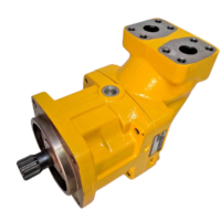 Three-quarter rear view of the yellow Parker F12-080 Hydraulic Motor (Part No. 3780786) on a black background, showing the rear port end cap.