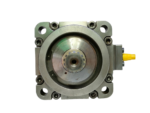 Front face view of the Parker hydraulic motor focusing directly on the heavy-duty splined drive shaft and its mounting flange bolt pattern.