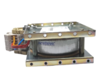 Noratel N8002 industrial toroidal power transformer inside galvanized chassis enclosure side view