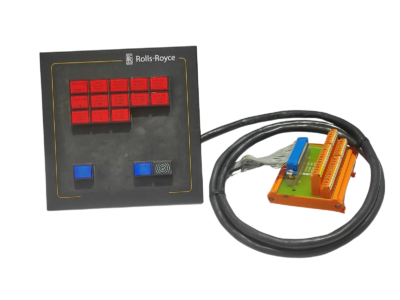Rolls-Royce Controller 800388 1001 Marine Automation Panel & Interface Module Rolls-Royce Controller 800388 1001 marine automation interface module panel with alarm status indicator grid and connected Weidmüller D-sub breakout terminal block