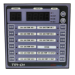 Front display panel of STX Engine TM-01 monitoring module featuring digital channel displays and Exhaust Gas Temperature indicators from CH 01 to CH 12