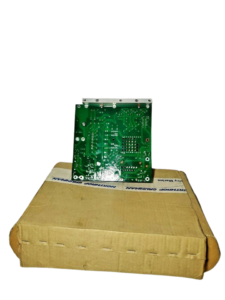 Sperry Marine T65810812-6 Rev C Modulator PCB - Rear Trace View Solder side and circuit traces of Sperry Marine T65810812-6 Rev C Modulator PCB Assembly displayed vertically on its original Northrop Grumman shipping box.