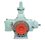Front view of Taiko Kikai MSHS-20 marine fuel oil transfer pump highlighting suction flange connection.