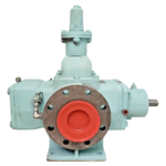 Front view of Taiko Kikai MSHS-20 marine fuel oil transfer pump highlighting suction flange connection.