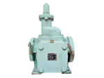 Rear casing view of unused surplus Taiko Kikai MSHS-20 marine screw pump showing manufacturer nameplate.