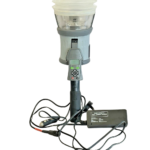 Complete Testifire 1000-057 kit assembly featuring the smoke and heat test head unit, Solo battery baton, and Solo 727 mains/car power charger cables.