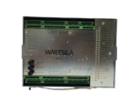 Top view of Wartsila ESM-10 Engine Safety Module panel displaying terminal block allocations, LED indicator statuses, and power supply fuses.