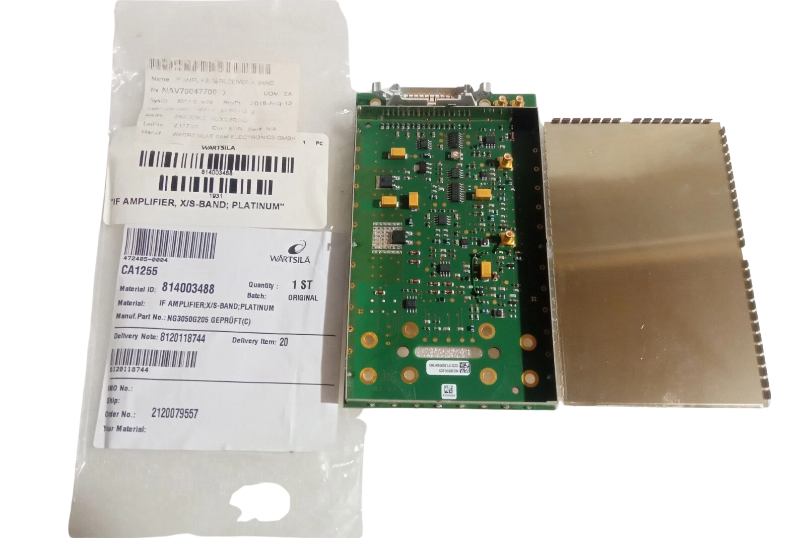 Wartsila SAM Electronics NG3050G205 IF Amplifier New Wartsila SAM Electronics NG3050G205 IF Amplifier in original packaging with part number label