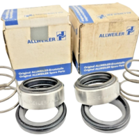 Close-up of Allweiler EagleBurgmann 32mm rotary seal faces and stationary seats for marine pump shaft sealing