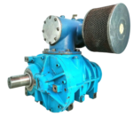 Almig VMXa 237 R compressor stage showing keyed drive shaft and filter casing