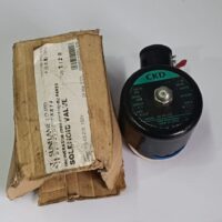 Top view of CKD H0-03-215 100V solenoid valve nameplate and Sunflame burner parts box.