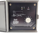 Danfoss EKS 65 084H3020 control interface close-up with superheat calibration dial and indicator LEDs