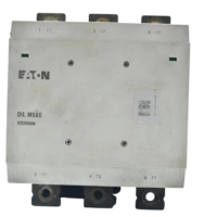 Front view of Eaton DILM580 XTCE580N 3-pole 580A vacuum contactor with L1-L2-L3 line and T1-T2-T3 load busbar terminals