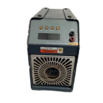 Front view of Fluke 9141 Dry-Well Calibrator showing digital display, control buttons, and thermal well insert