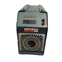 Front view of Fluke 9141 Dry-Well Calibrator showing digital display, control buttons, and thermal well insert