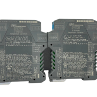 GM International D1072D 2-channel temperature converter showing ATEX and safety certification labels on the enclosure side.