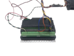 Close-up of GE IS420UCPAH2A controller terminal block wiring allocations and screw connections
