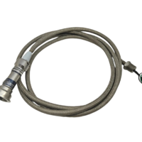 Honeywell LG1093AC01 ultraviolet flame sensor with flexible stainless steel armored cable and wiring harness.