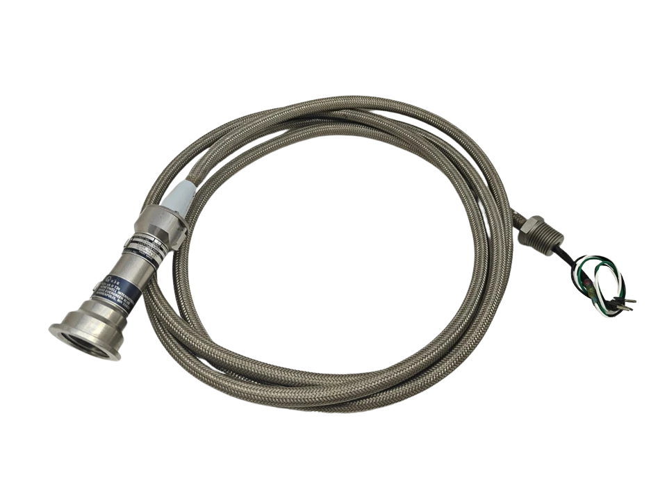 Honeywell LG1093AC01 Flame Sensor(1) Honeywell LG1093AC01 ultraviolet flame sensor with flexible stainless steel armored cable and wiring harness.
