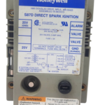 Honeywell S87D1020 direct spark ignition module front view showing wiring diagram, fuse, and terminals.