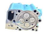 Combustion face of an MTU 4000 cylinder head, showing four valves and the fire deck surface.