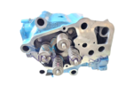 Top-down view of an MTU 4000 cylinder head assembly, showing the four-valve springs and valvetrain component mounts.