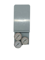 Front view of Masoneilan CAMFLEX II Type 4611 positioner body fitted with three analog pressure supply gauges.